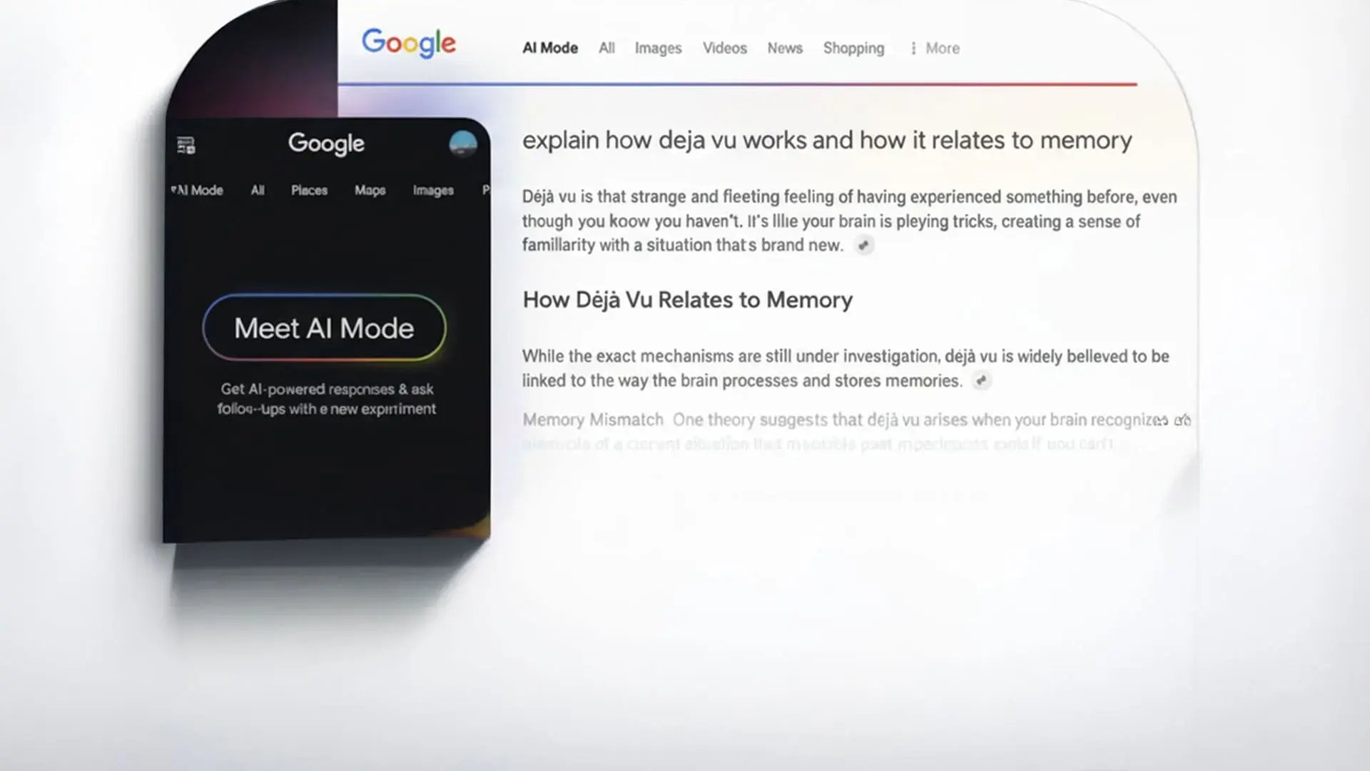 Screenshot von der mobilen Google-Suche, der den AI Mode in Aktion zeigt.