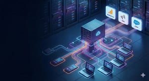 Kontrollierter Datenfluss vom Nutzer über einen eigenen Server an Drittanbieter.