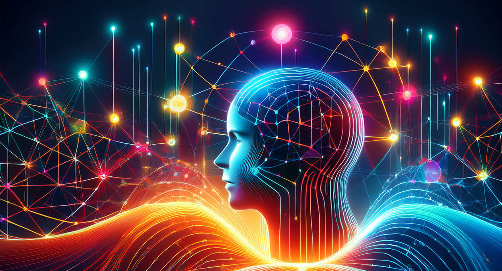 Abstrakte Darstellung der Verbindung von menschlicher und künstlicher Intelligenz im Kontext der Google-Suche.