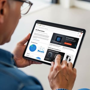Google AI Overviews auf Mobilgerät mit integriertem Werbeblock in KI-generierter Antwort