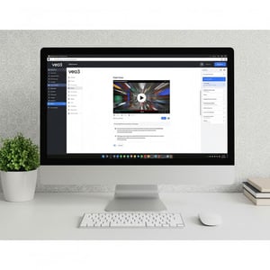 Ein Computer zeigt die Videobearbeitungssoftware veo3 mit einem gerade generierten Video